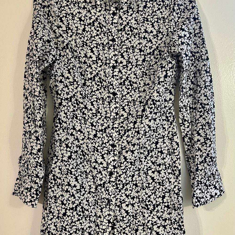 Glamorous Dolls Kill Floral Black and White Button-Up Dress